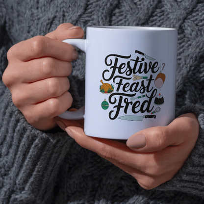 Shop the Festive Feast Fred Personalized Christmas Mug - Double-Sided Print