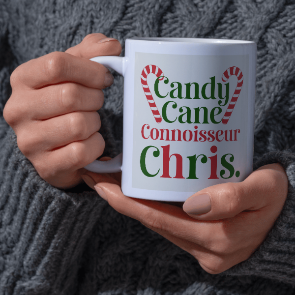 Shop the Personalized Candy Cane Connoisseur Chris Christmas Mug - Double-Sided Print