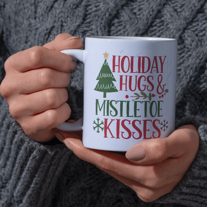 Shop the Holiday Hugs & Mistletoe Kisses V2 Family Christmas Mug - Double-Sided Print for Festive Cheer