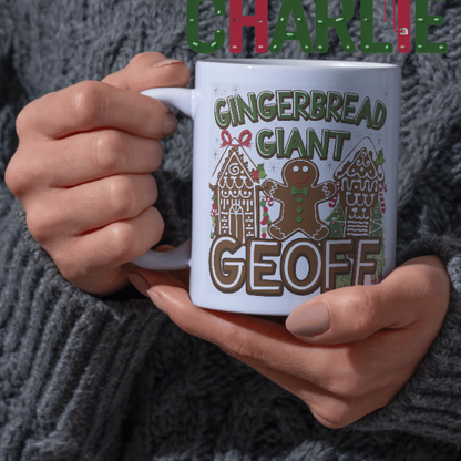 Shop the Personalized Gingerbread Giant Geoff Christmas Mug – Double-Sided Print for Festive Cheer