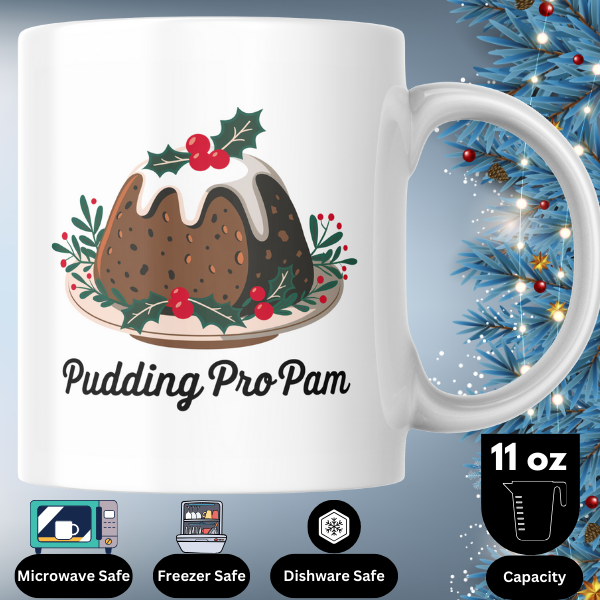 Shop the Pudding Pro Pam Personalized Christmas Mug - Double-Sided Print for Festive Cheer