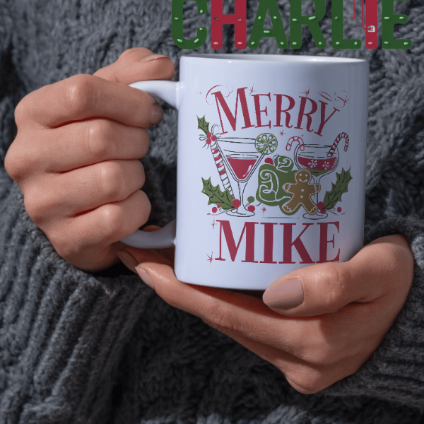 Shop the Personalized Merry Mixer Mike Christmas Mug – Double-Sided Print