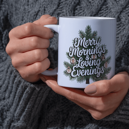 Shop the Festive "Merry Mornings & Loving Evenings" Christmas Mug - Double-Sided Print