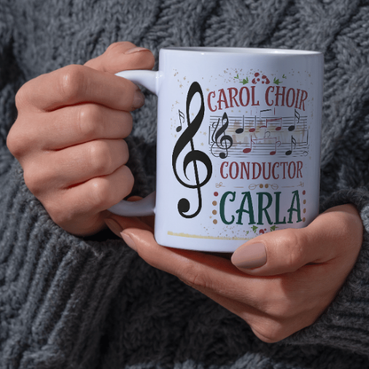 Shop the Carol Choir Conductor Carla V3 Personalized Christmas Mug - Double-Sided Print