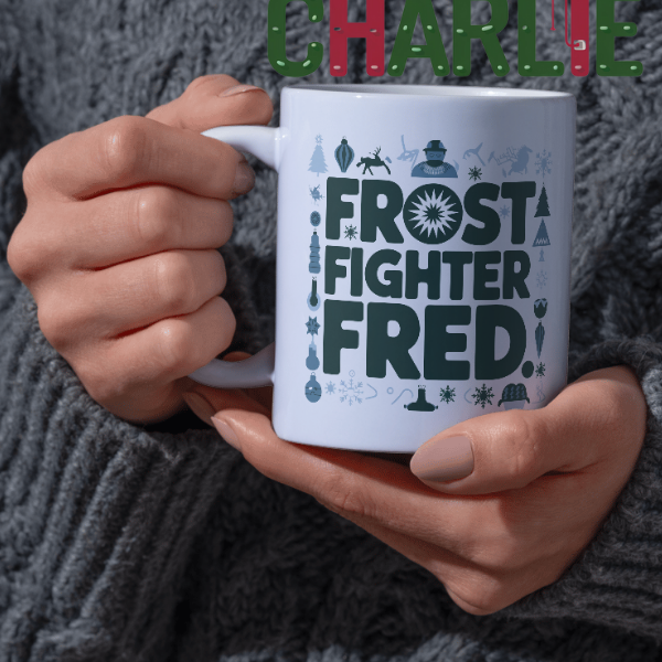 Shop the Frost Fighter Fred Personalized Christmas Mug – Double-Sided Print for Festive Cheer