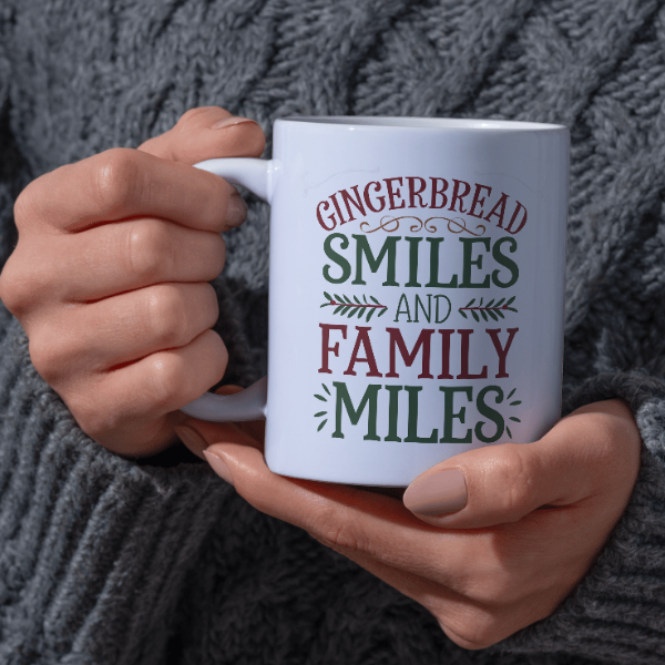 Shop the Festive "Gingerbread Smiles & Family Miles" Christmas Mug - Double-Sided Print