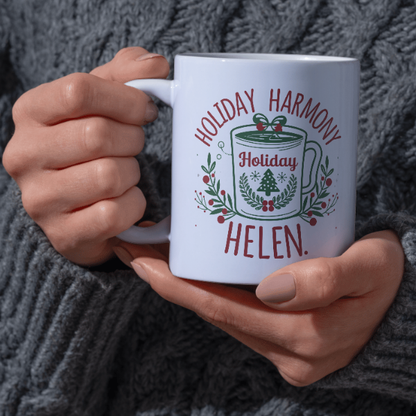 Shop the Holiday Harmony Helen Personalized Christmas Mug – Double-Sided Print