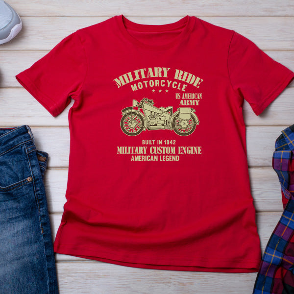 Military Ride Motorcycle T-Shirt | Unisex Army Tee for Bikers