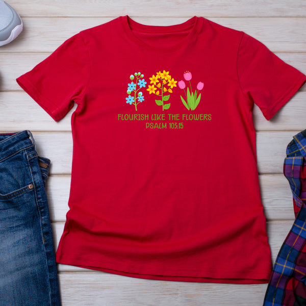 Flourish Like The Flowers T-Shirt | Christian Equestrian Apparel