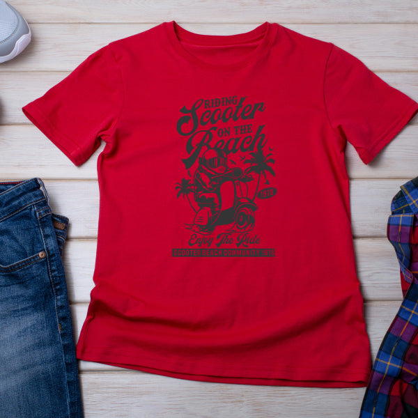 Unisex Motorbike Rider T-Shirt - Beach Ride Design