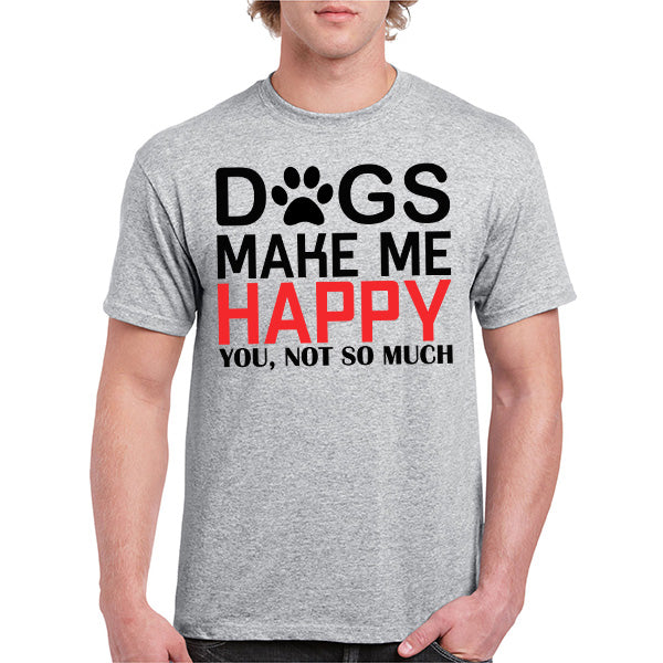 Dog Lovers' Unisex T-Shirt - 'Dogs Make Me Happy' Design