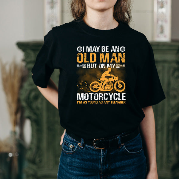 Old Man on Motorcycle T-Shirt | Perfect for Bikers