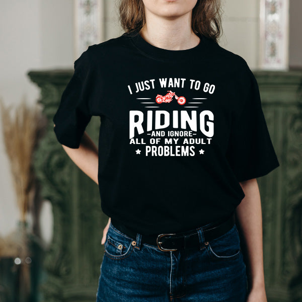 Riding & Ignore Problems T-Shirt | Unisex Motorcycle Tee