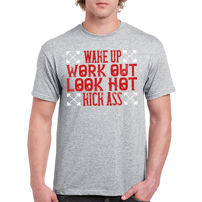 Unisex 'Wake Up. Work Out. Look Hot' T-Shirt | Fitness Focus