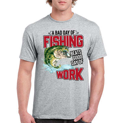 Fishing Enthusiast T-Shirt - 'A Bad Day Of Fishing' Design