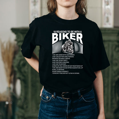 "10 Reasons To Be With A Biker" T-Shirt | Unisex Motorcycle Tee