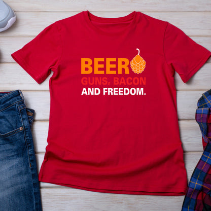 Beer Guns Bacon Freedom T-Shirt | Unisex | Equestrian Apparel