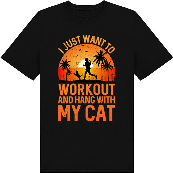 Workout & Hang with My Cat T-Shirt | Essential Gym Apparel