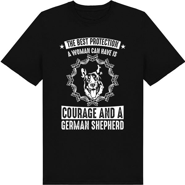 Ultimate Protection: Courage & German Shepherd T-Shirt for Dog Lovers