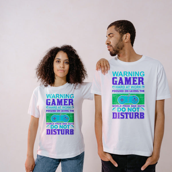 Warning: Gamer Hard at Work T-Shirt | Premium Gaming Gear