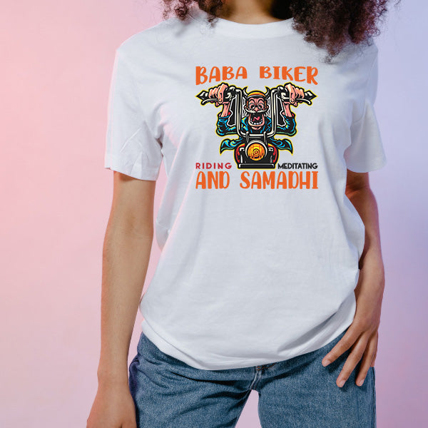 Baba Biker Meditating T-Shirt | Unisex Motorcycle Apparel