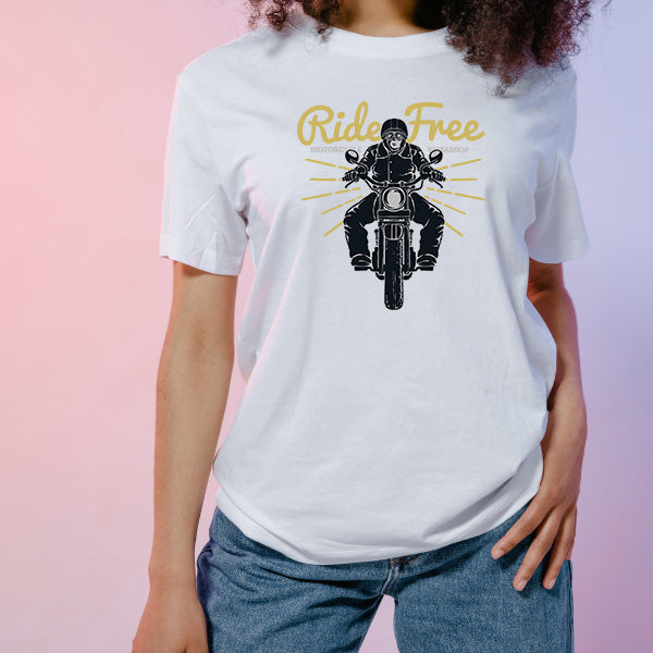 Ride Free Motorcycle Workshop T-Shirt | Unisex & Stylish