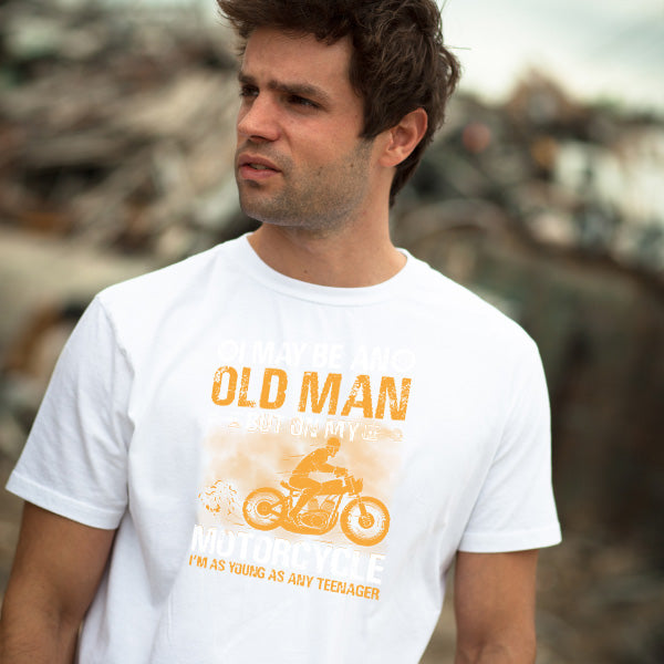 Old Man on Motorcycle T-Shirt | Perfect for Bikers