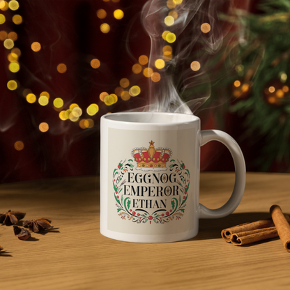 Shop the Personalized Eggnog Emperor Ethan Christmas Mug - Double-Sided Print