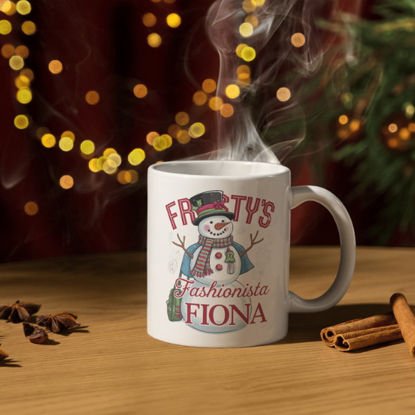 Shop Frosty's Fashionista Fiona Personalized Christmas Mug - Double-Sided Print