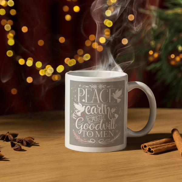 Shop the "Peace on Earth, Goodwill to Men" Double-Sided Christmas Mug - Perfect Holiday Gift