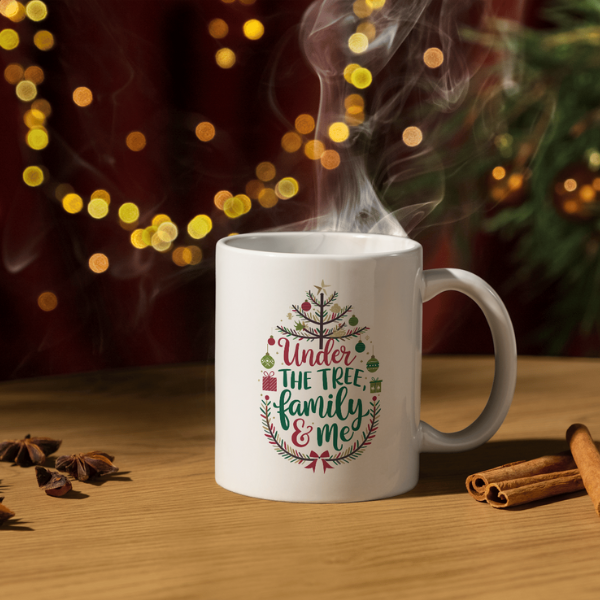 Shop the "Under the Tree, Family & Me" Christmas Mug - Double-Sided Print for Festive Cheer