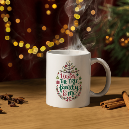 Shop the "Under the Tree, Family & Me" Christmas Mug - Double-Sided Print for Festive Cheer