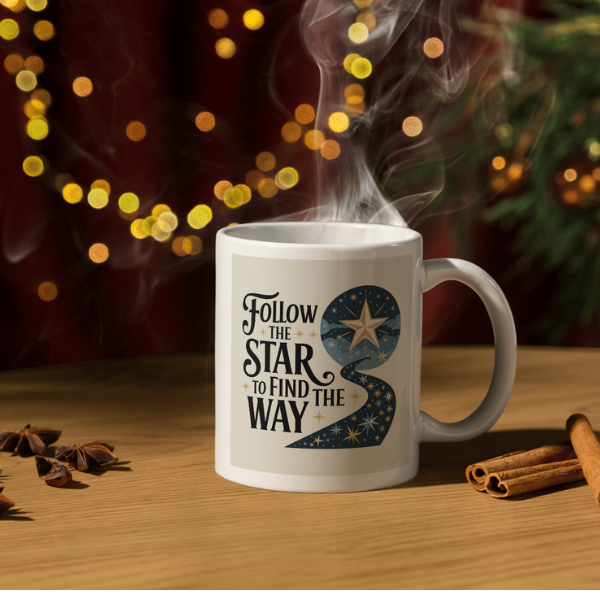 Shop the "Follow the Star" Christmas Mug - Double-Sided Festive Design