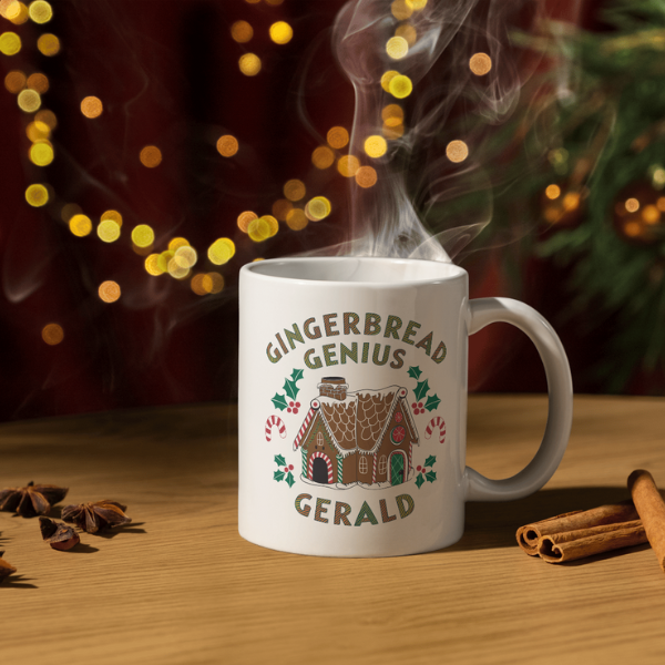 Shop the Personalized Gingerbread Genius Gerald V2 Christmas Mug - Double-Sided Print