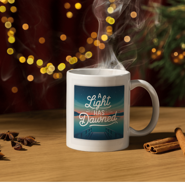 Shop the "A Light Has Dawned" Christmas Mug - Double-Sided Print for Festive Cheer