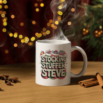 Shop Personalized Christmas Mug - "Stocking Stuffer Steve" Design, Double-Sided Print