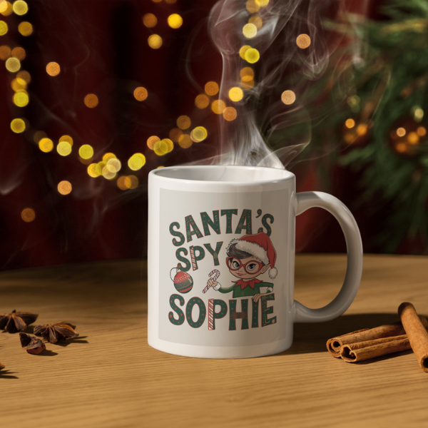 Shop the Personalized "Santa's Spy Sophie" Christmas Mug - Double-Sided Print