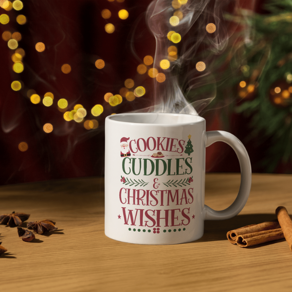 Shop the Family Christmas Mug: Double-Sided Print Featuring Cookies, Cuddles, & Christmas Wishes