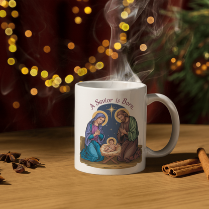 Shop the "A Savior is Born" Christmas Mug - Double-Sided Print for Festive Cheer