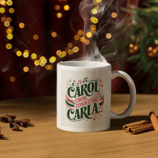 Shop the Carol Choir Conductor Carla V2 Personalized Christmas Mug - Double-Sided Print