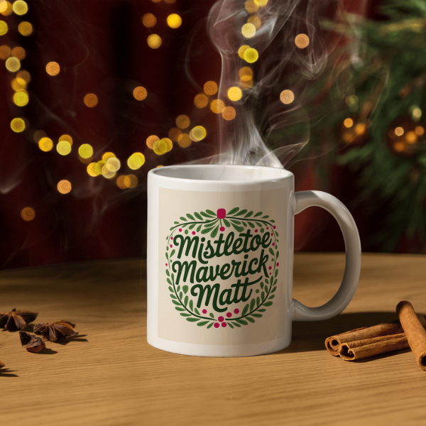 Shop the Personalized Mistletoe Maverick Matt Christmas Mug – Double-Sided Print