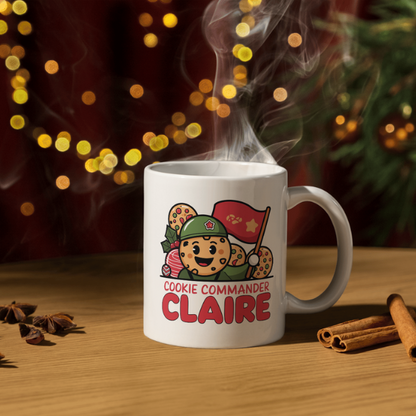 Shop the Personalized Cookie Commander Claire Christmas Mug – Double-Sided Print