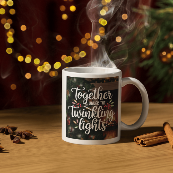 Shop the "Together Under the Twinkling Lights" Christmas Mug - Double-Sided Print for Festive Cheer