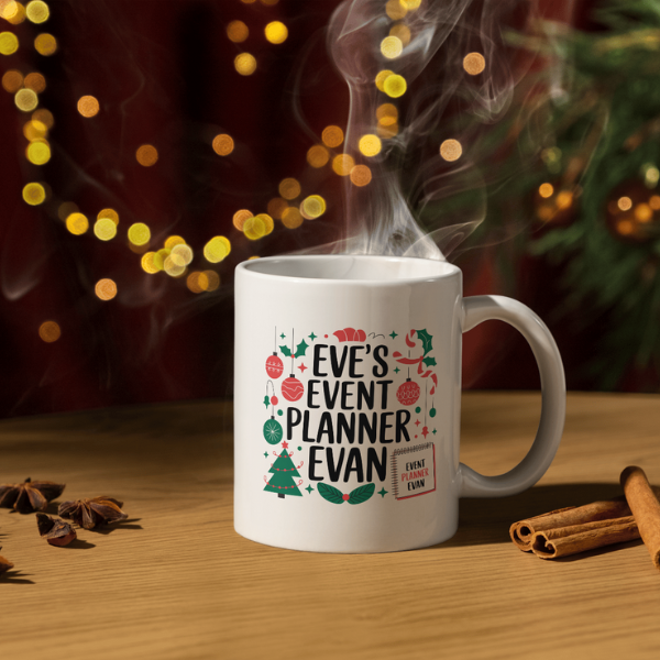 Shop Eve's Event Planner Evan - Customizable Double-Sided Christmas Mug