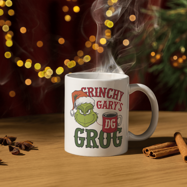 Shop Personalized Christmas Mug - Grinchy Gary's Grog, Double-Sided Print