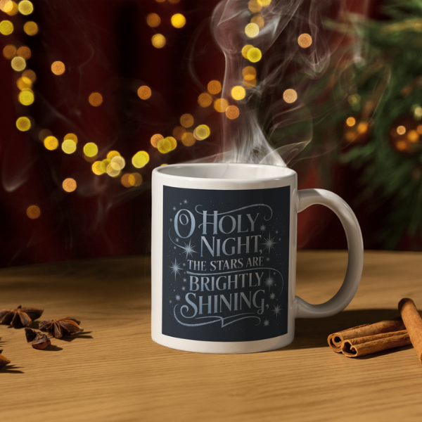 Shop the "O Holy Night" Christmas Mug – Double-Sided Design with Brightly Shining Stars