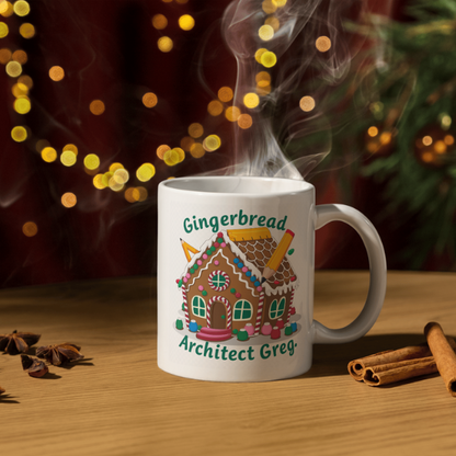 Shop the Personalized Gingerbread Architect Greg Christmas Mug - Double-Sided Print