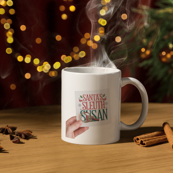 Shop Personalized Christmas Mug - Santa's Sleuth Susan Design, Double-Sided Print