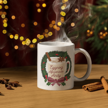 Shop the Personalized Eggnog Aficionado Andy V2 Christmas Mug – Double-Sided Print