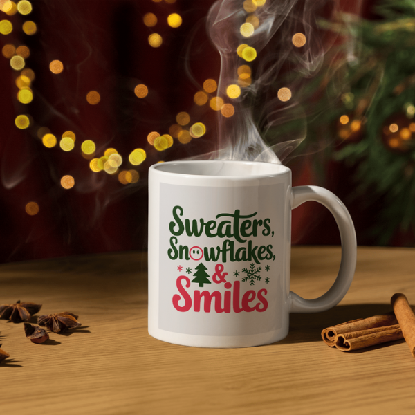 Shop the Festive Snowflake & Smiles Christmas Mug - Double-Sided Print